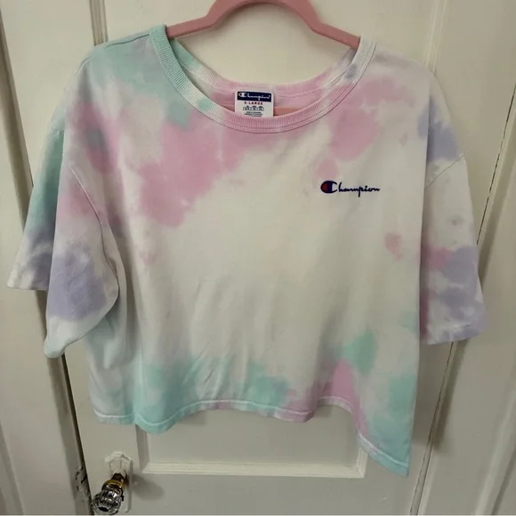 Champion Tops Champion Pastel Tiedye Cropped Cotton Tee Xl